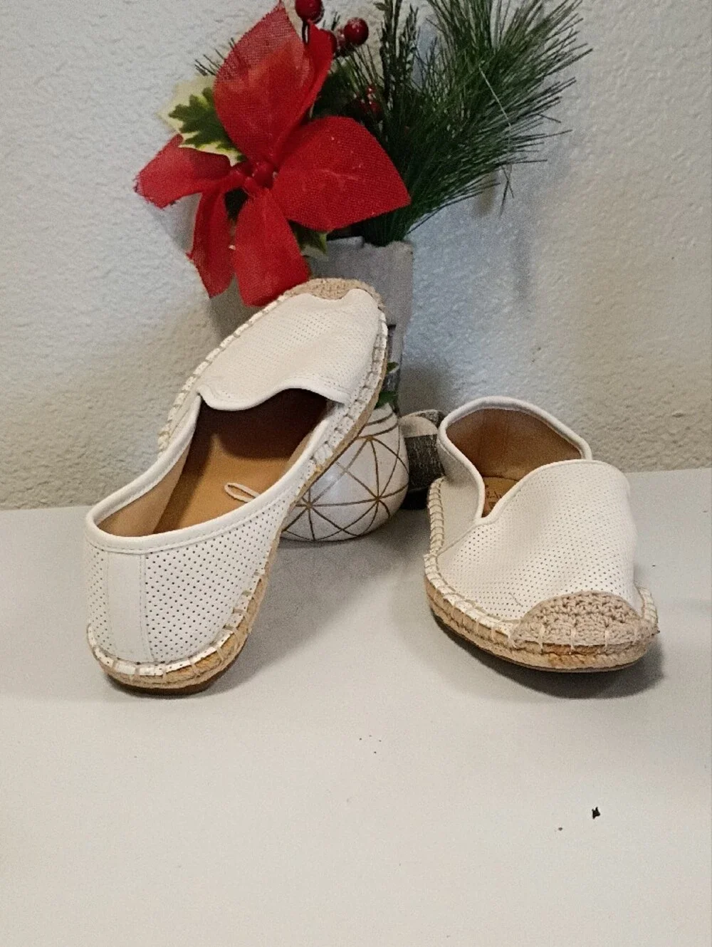 Time and Tru Women's Cream Perforated Espadrille Slip-Ons